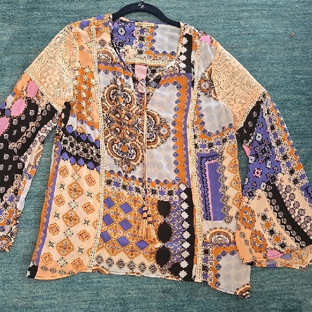 Democracy Multicolor Patchwork Blouse - image 1